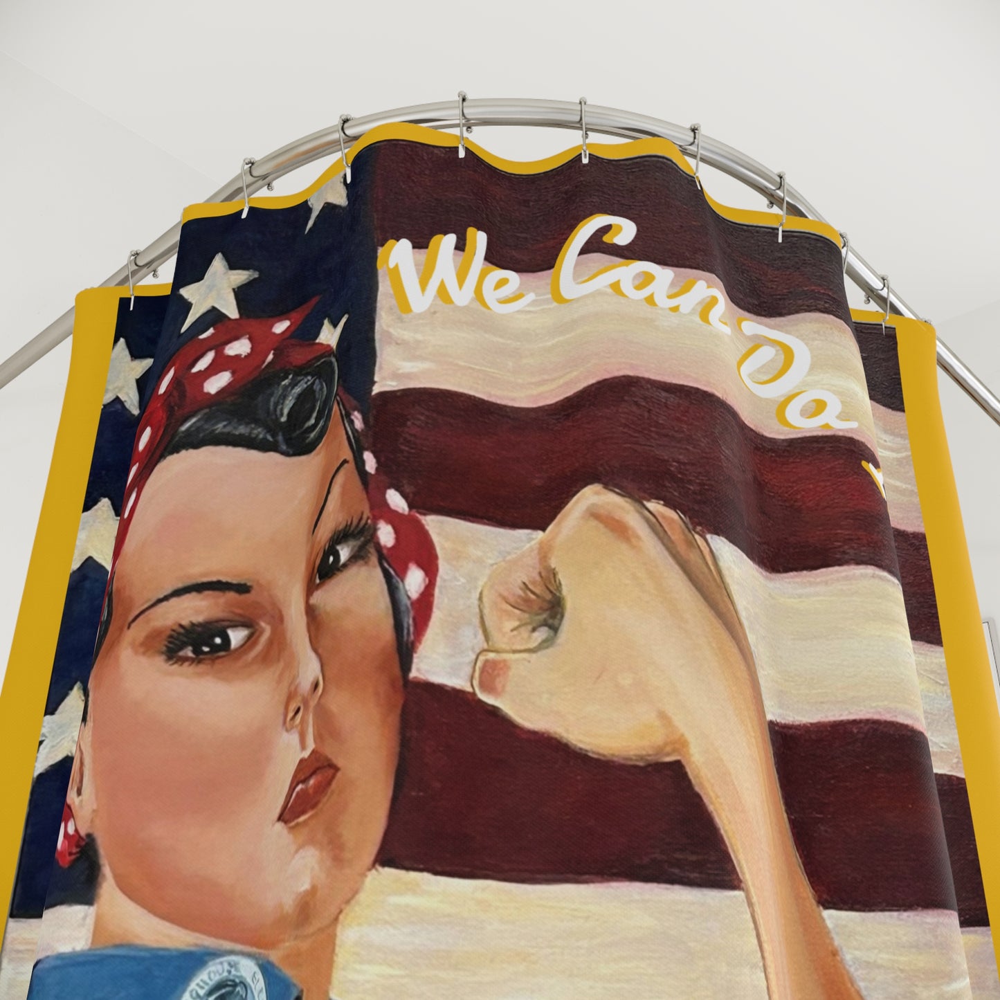 Rosie-We Can Do It Shower Curtain, Retro Aviation Decor, WWII Theme Bathroom, Gift for Pilots, Airplane Lovers, Unique Home Decor