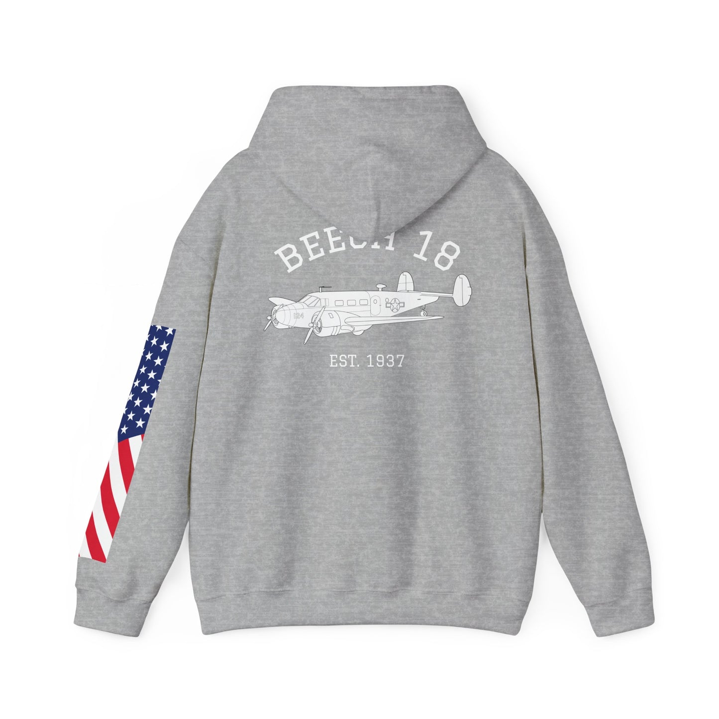 Beech 18 Aviator Vintage Hoodie, Unisex Pilot Sweatshirt with Sleeve