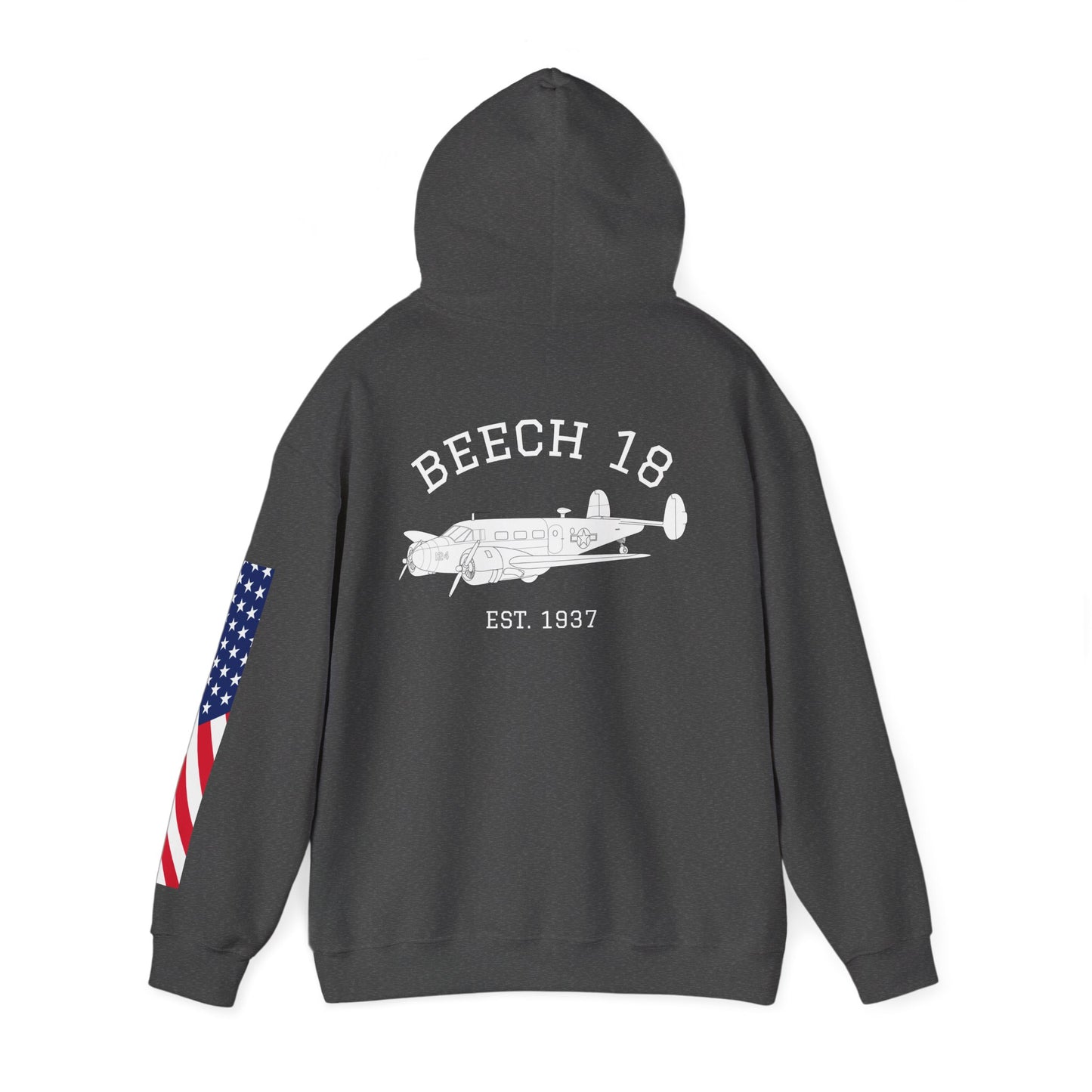 Beech 18 Aviator Vintage Hoodie, Unisex Pilot Sweatshirt with Sleeve