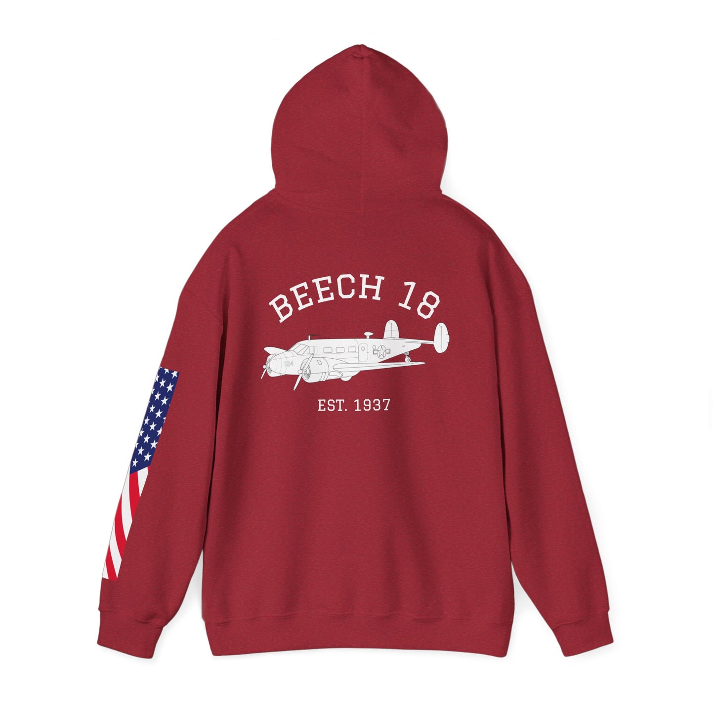 Beech 18 Aviator Vintage Hoodie, Unisex Pilot Sweatshirt with Sleeve