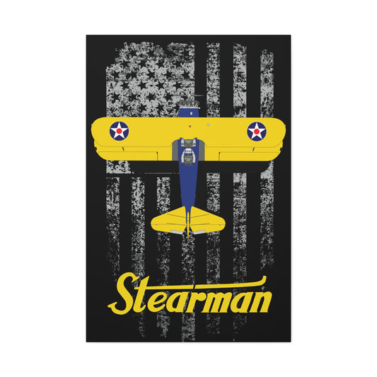 Stearman Vintage Airplane Wall Art Print, Stearman Plane Decor, Aviation Enthusiast Gift, Retro Canvas Artwork, Home Office Decorations