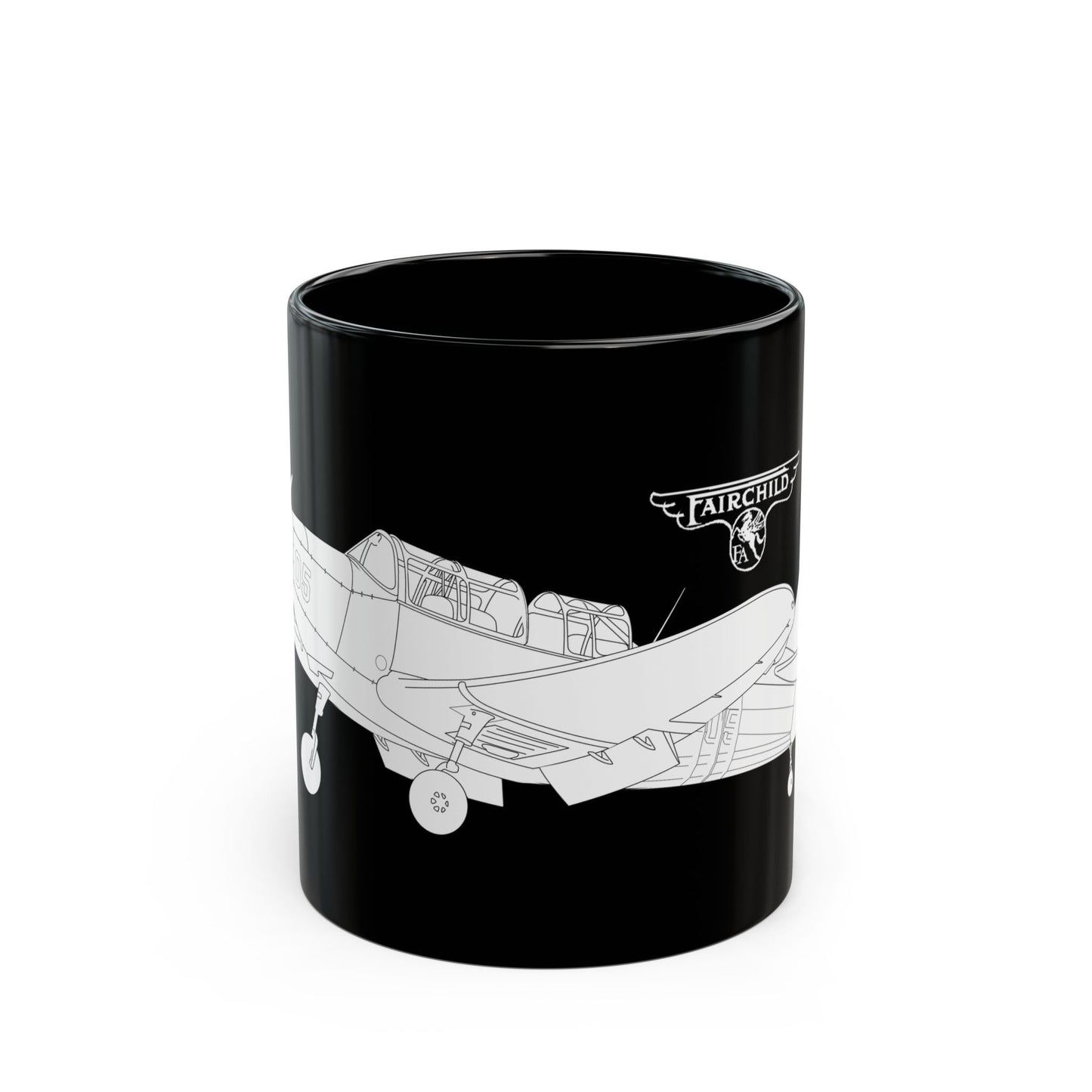 Fairchild PT-26 Aviation-Themed Black Mug, Perfect Gift for Pilots, Airplane Lovers, Gifts for Father's Day, Unique Coffee Cup, Personalized Pilot Mugs