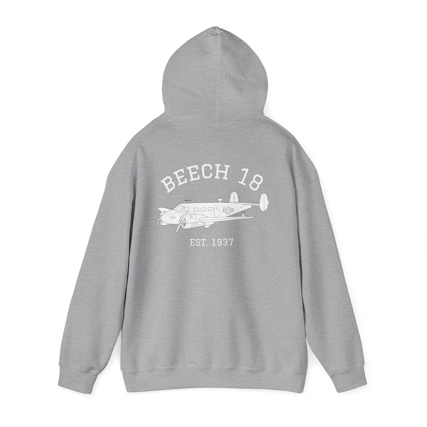 Beech 18 Aviator Vintage Hoodie, Unisex Pilot Sweatshirt, Retro Aviation Gift, Cozy Travel Wear, Unique Airplane Design