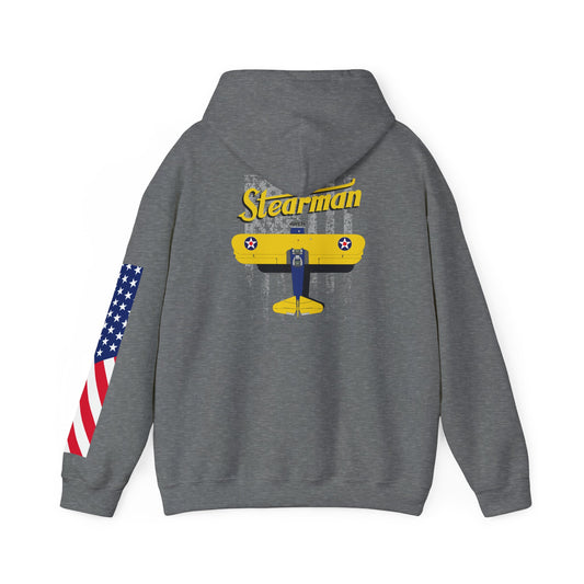 Stearman Aviator Vintage Hoodie, Unisex Pilot Sweatshirt, Retro Aviation Gift, Cozy Travel Wear, Unique Airplane Design