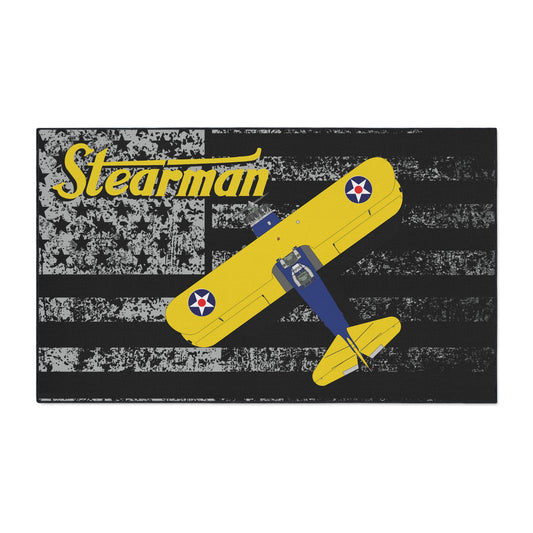 Stearman Vintage Airplane Floor Mat, Stearman Rug, Home Decor, Plane Enthusiast Gift, Aviation Decor, Man Cave Accessory