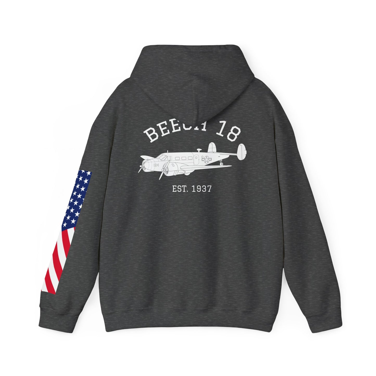 Beech 18 Aviator Vintage Hoodie, Unisex Pilot Sweatshirt with Sleeve