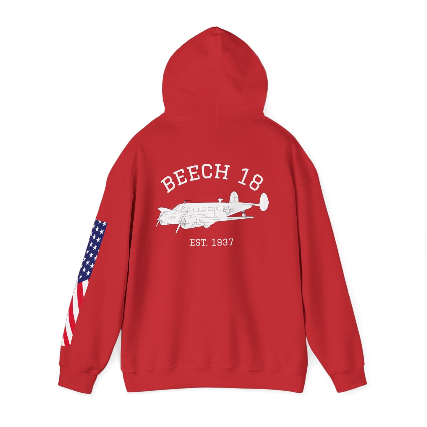 Beech 18 Aviator Vintage Hoodie, Unisex Pilot Sweatshirt with Sleeve