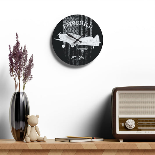 FairchildPT-26 Airplane Acrylic Wall Clock, Retro Decor, Aviation Gift, Unique Wall Art, Home Office Decoration