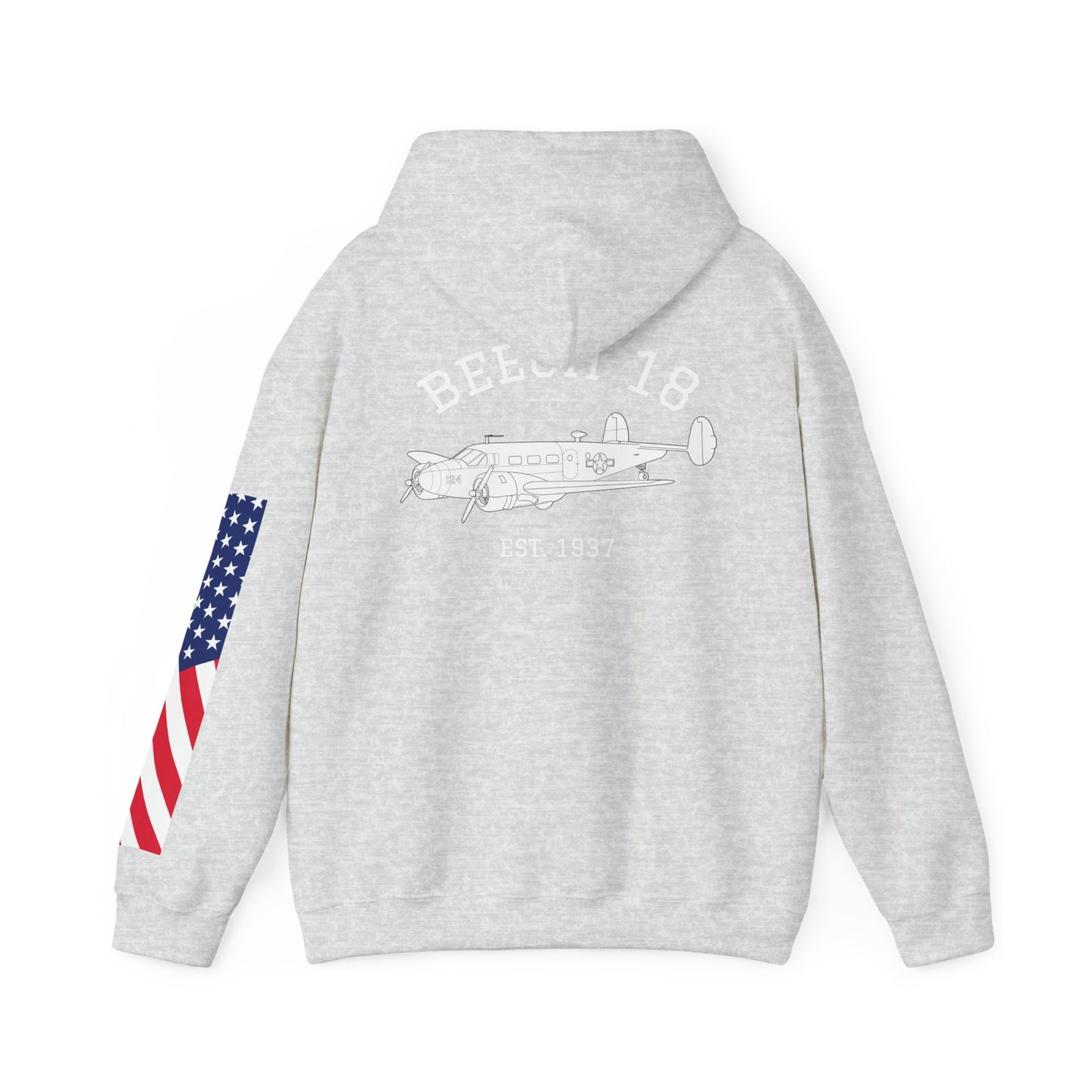 Beech 18 Aviator Vintage Hoodie, Unisex Pilot Sweatshirt with Sleeve