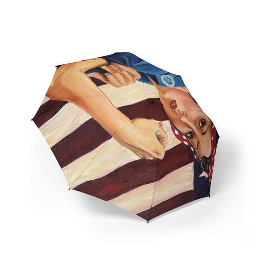 Vintage Rosie the Riveter Umbrella | Patriotic Foldable Umbrella, Cute Rain Gear, Gifts for Her, Americana Decor, 4th of July Essential