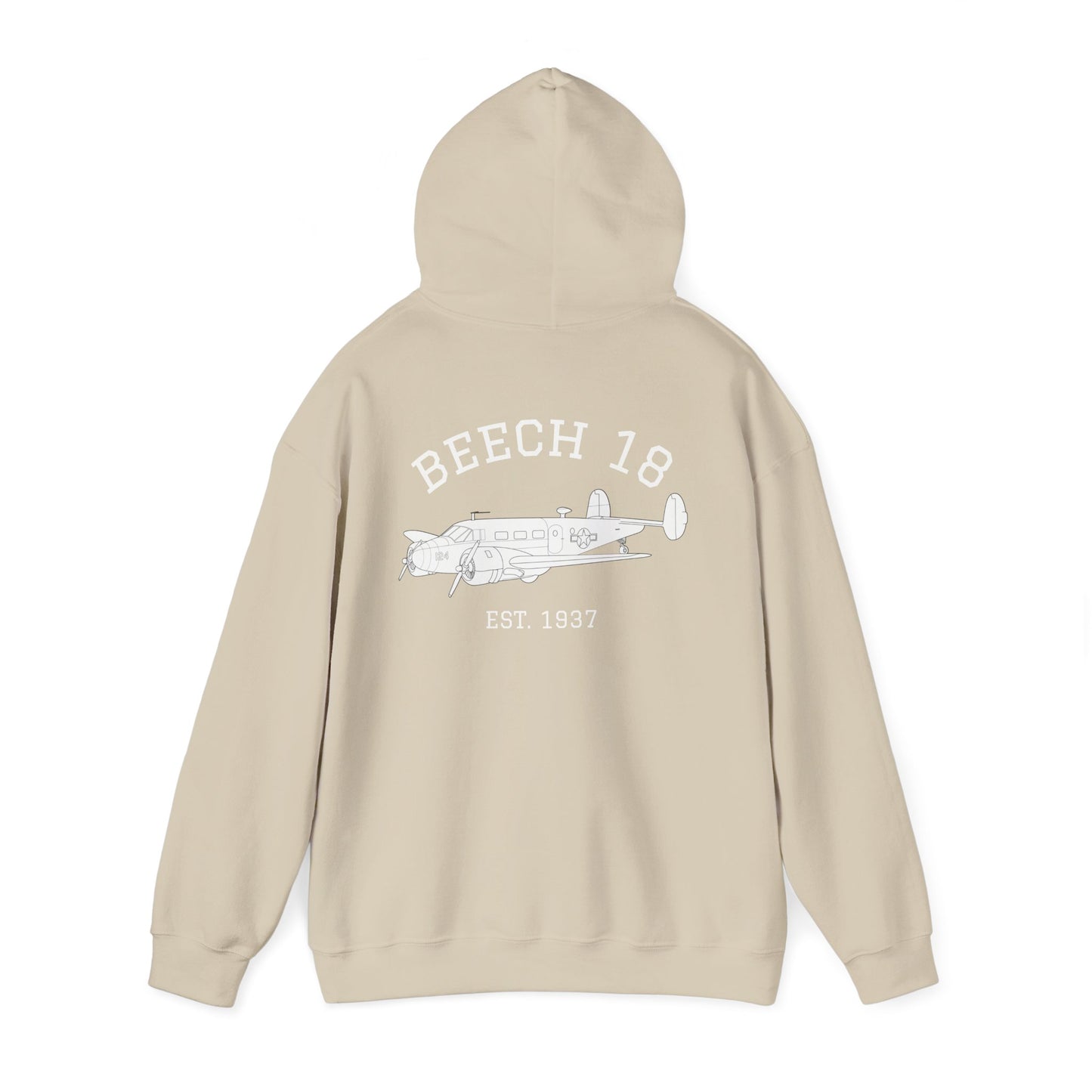 Beech 18 Aviator Vintage Hoodie, Unisex Pilot Sweatshirt, Retro Aviation Gift, Cozy Travel Wear, Unique Airplane Design