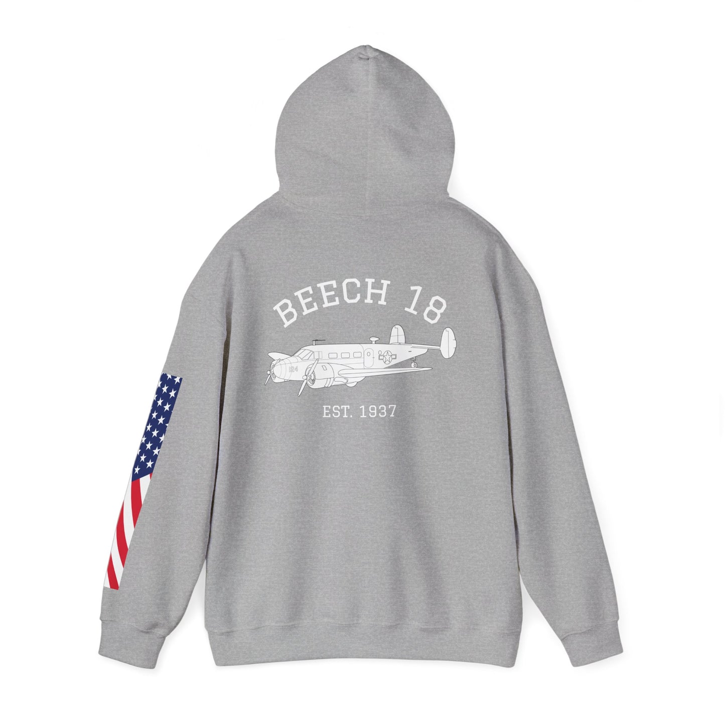 Beech 18 Aviator Vintage Hoodie, Unisex Pilot Sweatshirt with Sleeve
