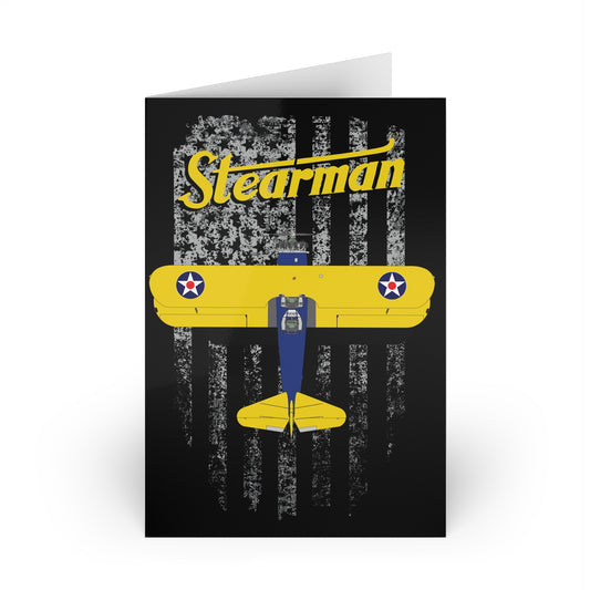 Vintage Stearman Airplane Greeting Cards - 1 or 10-pack, Perfect for Pilots, Aviation Lovers, Birthdays, Congratulations, Thank You