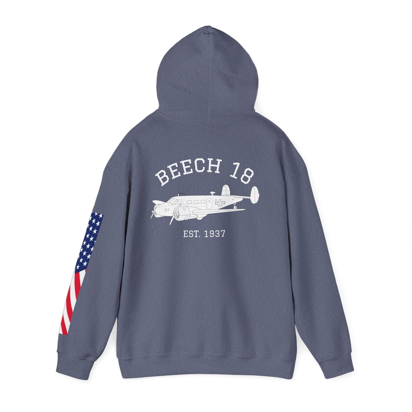Beech 18 Aviator Vintage Hoodie, Unisex Pilot Sweatshirt with Sleeve