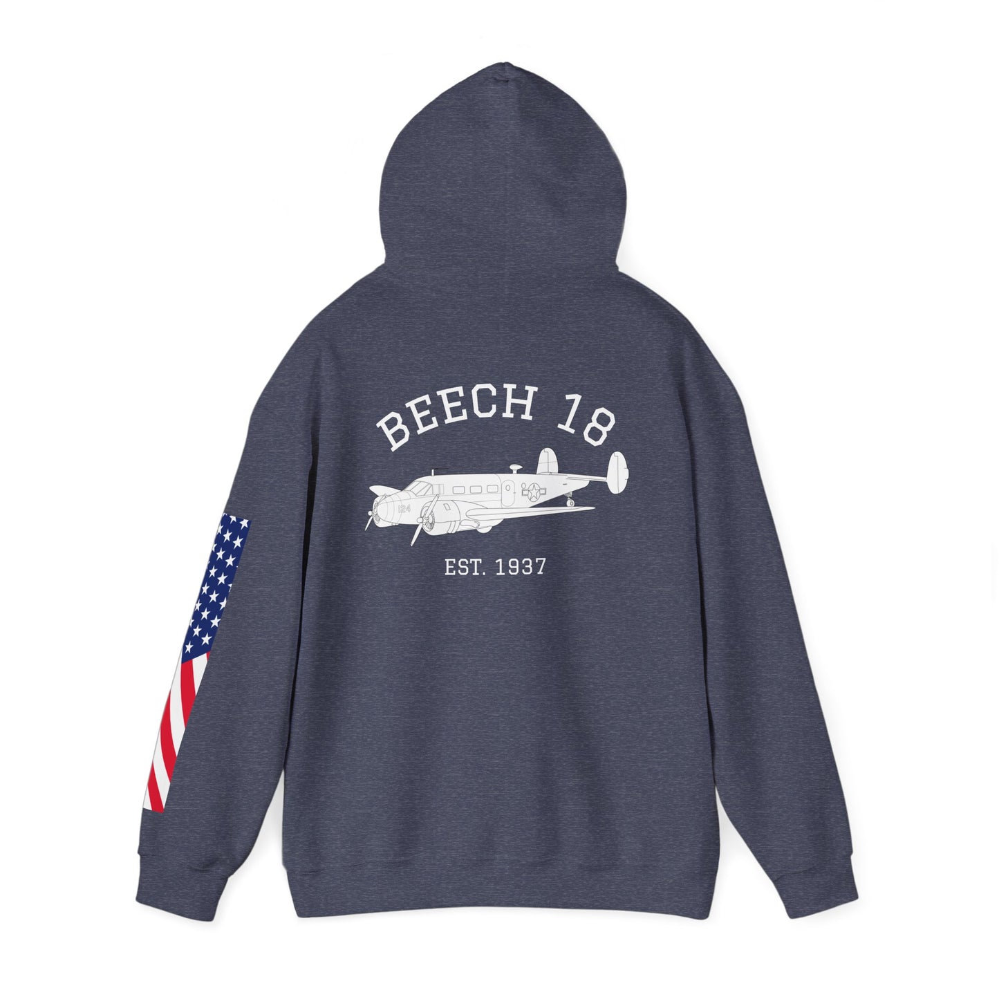 Beech 18 Aviator Vintage Hoodie, Unisex Pilot Sweatshirt with Sleeve