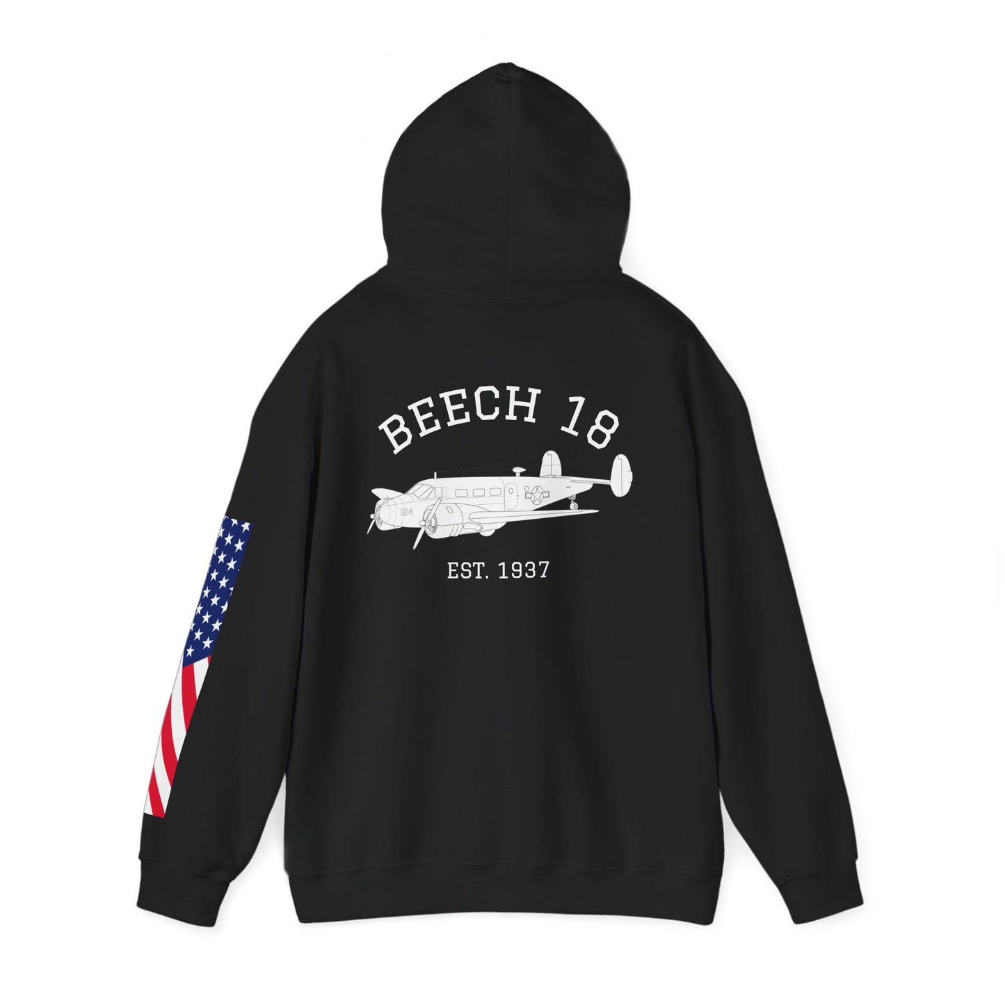 Beech 18 Aviator Vintage Hoodie, Unisex Pilot Sweatshirt with Sleeve