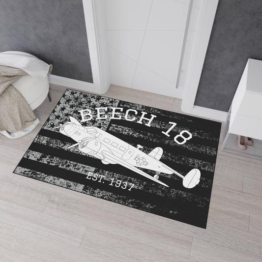 Beech 18 Vintage Airplane Floor Mat, Beech 18 Rug, Home Decor, Plane Enthusiast Gift, Aviation Decor, Man Cave Accessory