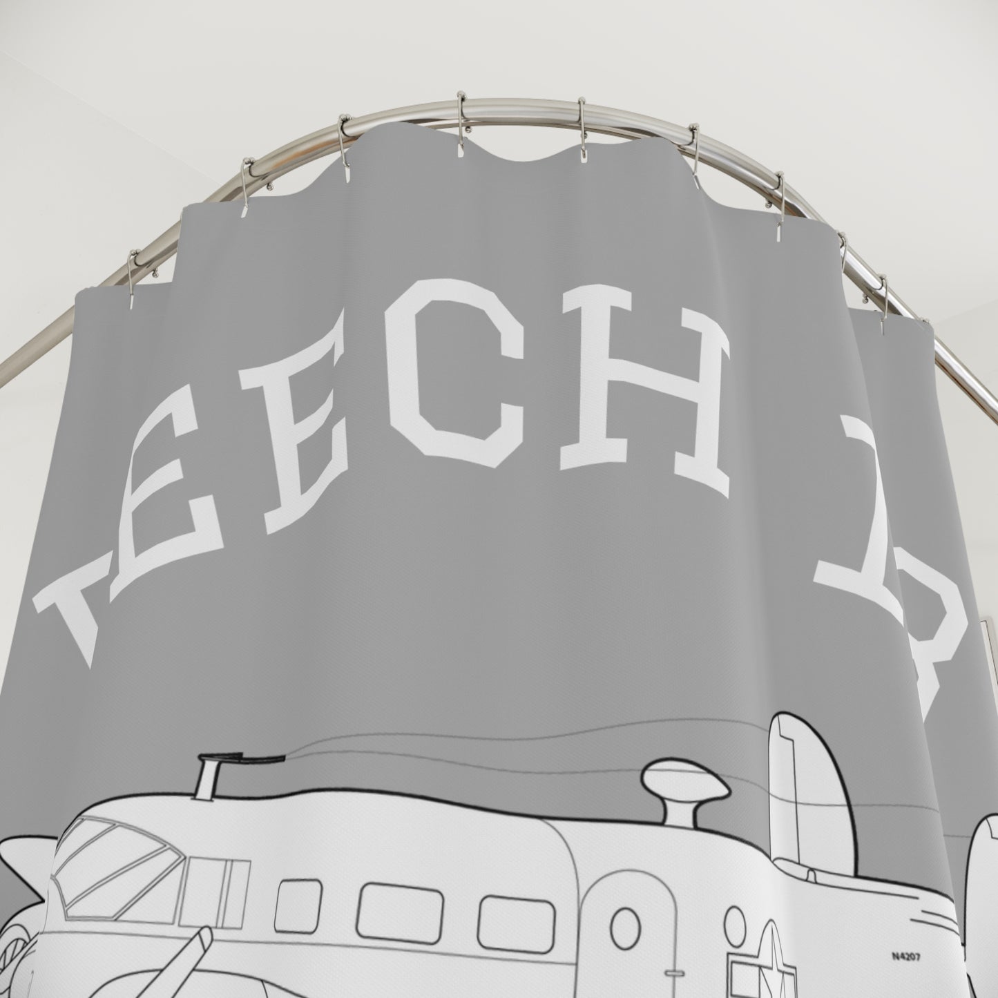 Beech 18 Shower Curtain, Retro Aviation Decor, Aviation Theme Bathroom, Gift for Pilots, Airplane Lovers, Unique Home Decor