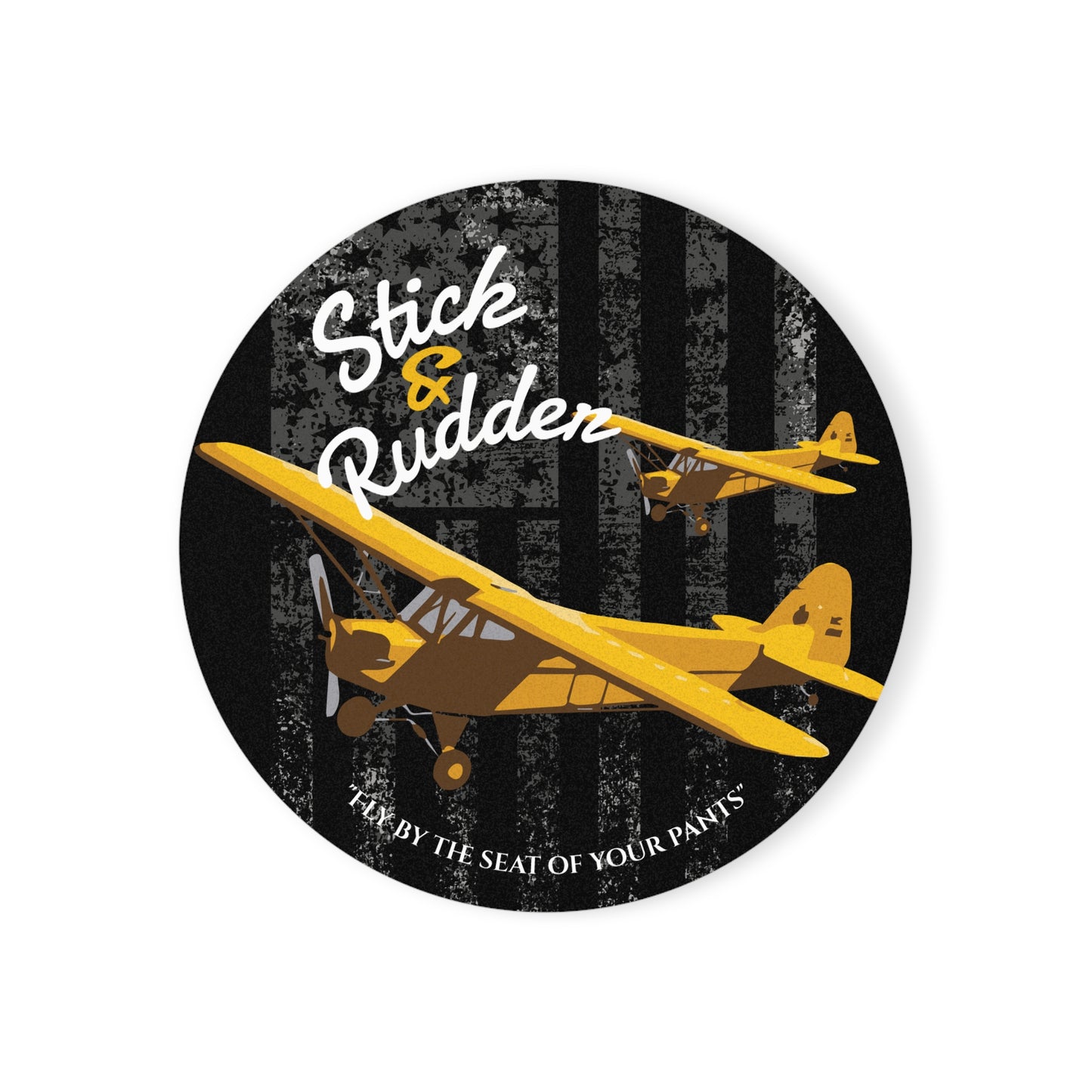 Stick & Rudder Aviator Cork Back Coaster, Rustic Home Decor, Gift for Pilots, Unique Drink Coasters, Airplane Enthusiast Accessories