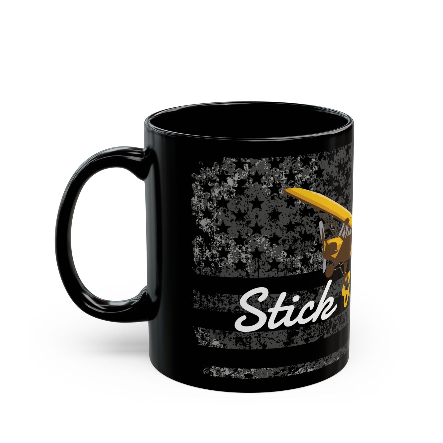 Cub Stick & Rudder Aviation-Themed Black Mug, Perfect Gift for Pilots, Airplane Lovers, Gifts for Father's Day, Unique Coffee Cup, Personalized Pilot Mugs