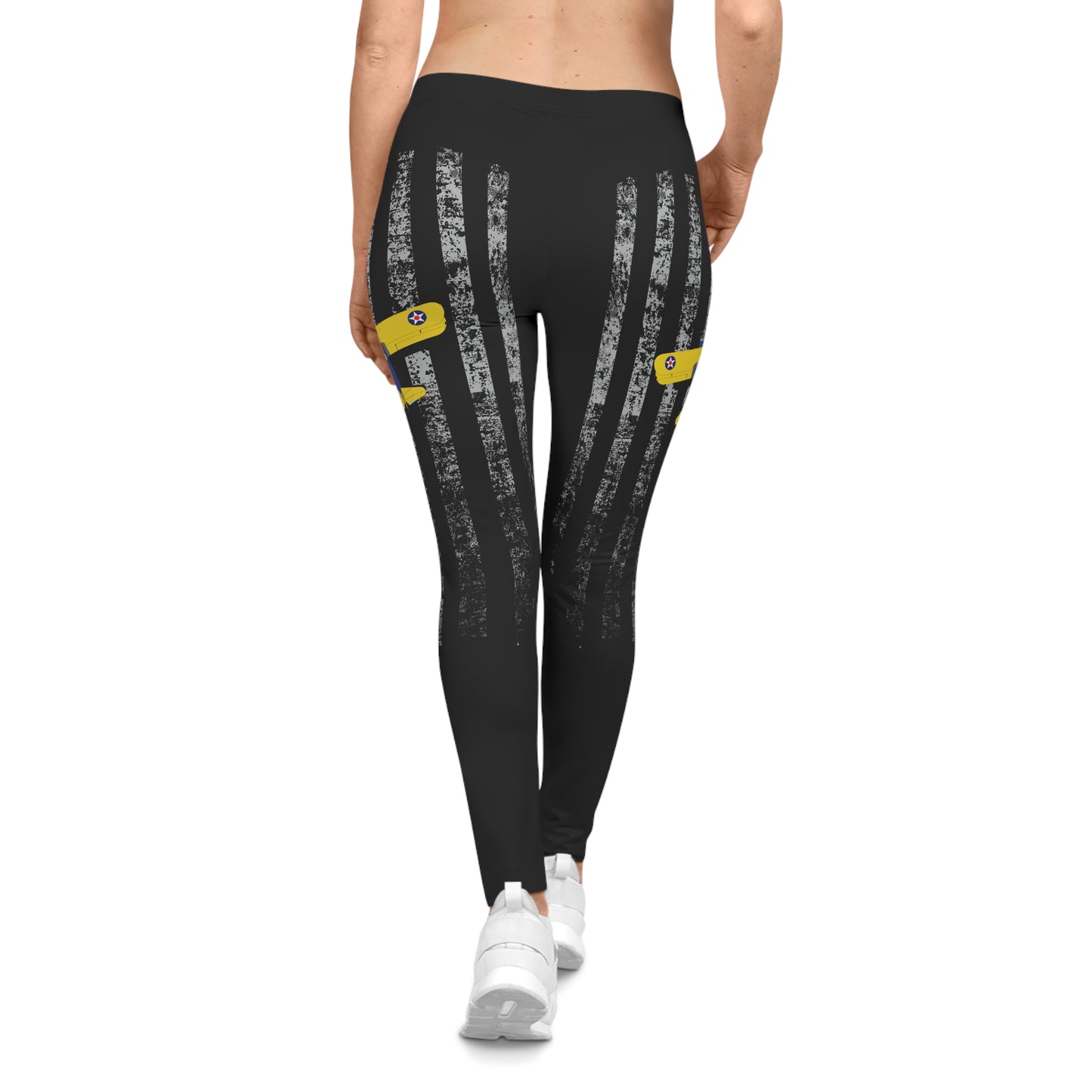 Stearman Women's Leggings with Aviation Print, Casual Activewear, Everyday Comfort, Sporty Fashion, Great for Gym & Lounging