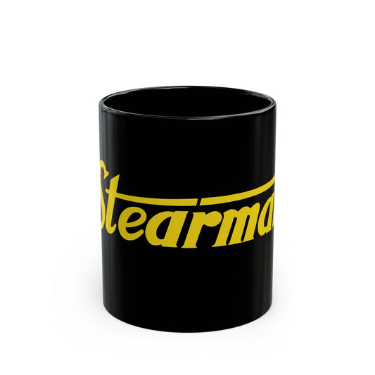 Stearman Aviation-Themed Black Mug, Perfect Gift for Pilots, Airplane Lovers, Gifts for Father's Day, Unique Coffee Cup, Personalized Pilot Mugs