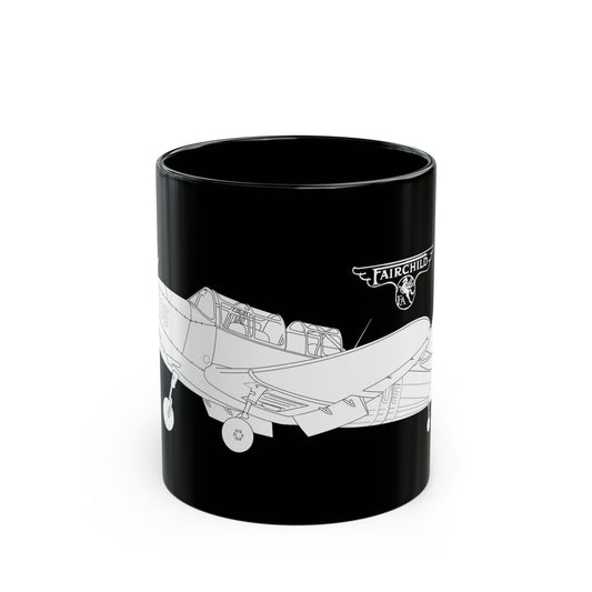 Fairchild PT-26 Aviation-Themed Black Mug, Perfect Gift for Pilots, Airplane Lovers, Gifts for Father's Day, Unique Coffee Cup, Personalized Pilot Mugs