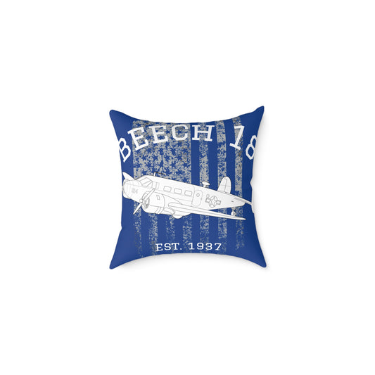 Beech 18 Airplane Pillow, Vintage Pilot Decor, Aviation Gift, Airplane Lover's Cushion, Home Accent for Men