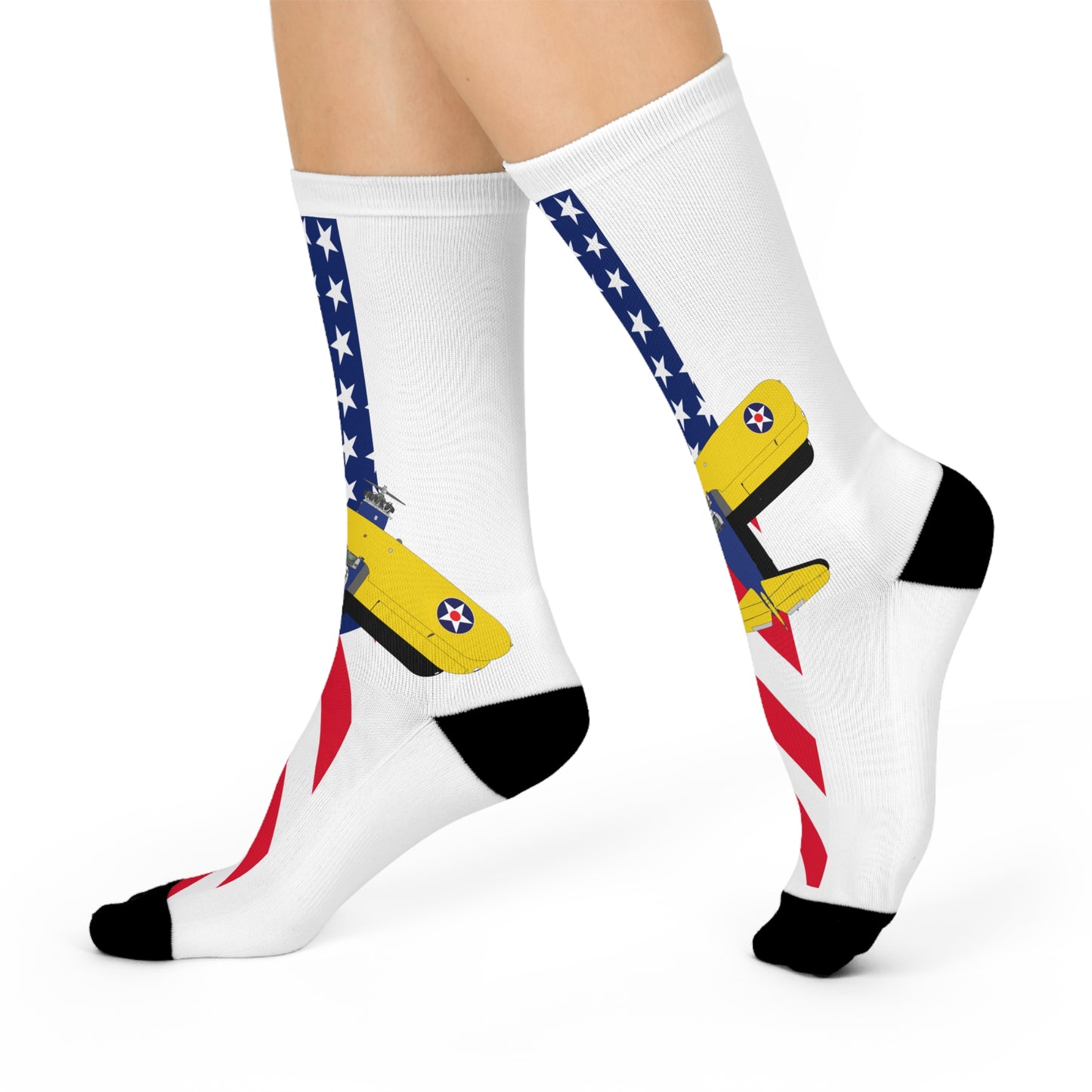 Comfortable Stearman Patriotic Crew Socks for Everyday Wear, Unique Gift, Cozy Home Accessories, Fun Sock Collection, Fashionable Feet
