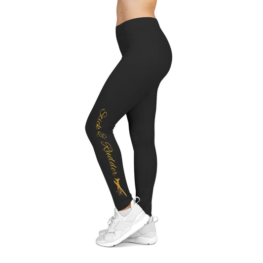 Cub Stick & Rudder Leggings with Aviation Print, Casual Activewear, Everyday Comfort, Sporty Fashion, Great for Gym & Lounging