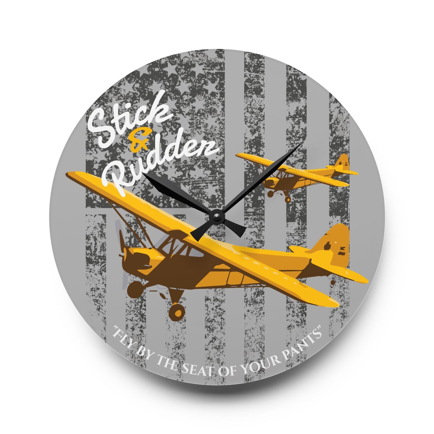 Cub Stick & Rudder Airplane Acrylic Wall Clock, Retro Decor, Aviation Gift, Unique Wall Art, Home Office Decoration