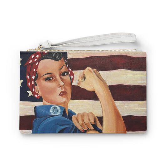 Empowered Rosie Clutch Bag - Feminist Accessories, Women's Empowerment, Gift for Her, Travel Wallet, Statement Pouch