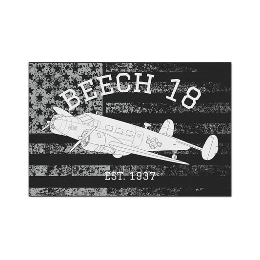 Beech 18 Vintage Airplane Floor Mat, Beech 18 Rug, Home Decor, Plane Enthusiast Gift, Aviation Decor, Man Cave Accessory
