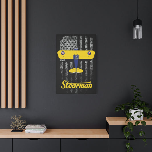 Stearman Vintage Airplane Wall Art Print, Stearman Plane Decor, Aviation Enthusiast Gift, Retro Canvas Artwork, Home Office Decorations