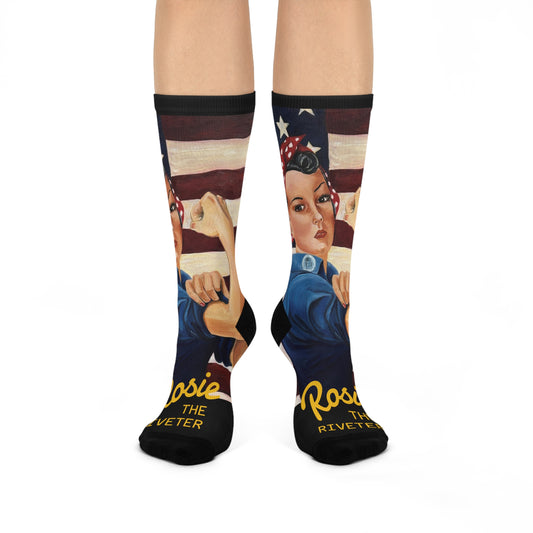 Comfortable Rosie the Riveter Crew Socks for Everyday Wear, Unique Gift, Cozy Home Accessories, Fun Sock Collection, Fashionable Feet