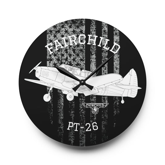 FairchildPT-26 Airplane Acrylic Wall Clock, Retro Decor, Aviation Gift, Unique Wall Art, Home Office Decoration