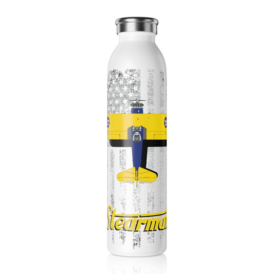 Vintage Stearman Slim Water Bottle, Airplane Lover Gift, Sports Bottle, Travel Hydration, Unique Outdoor Gear