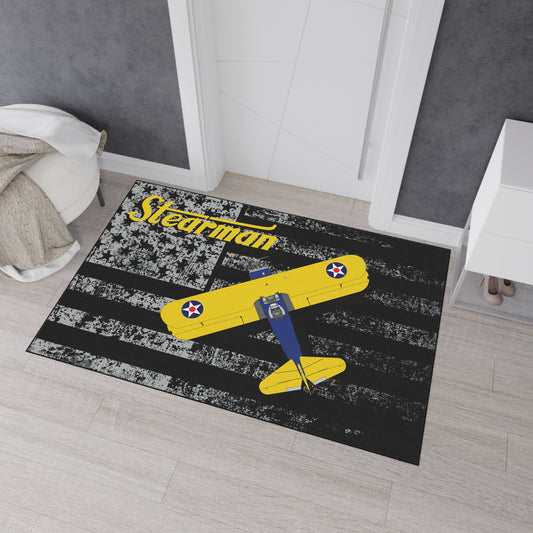 Stearman Vintage Airplane Floor Mat, Stearman Rug, Home Decor, Plane Enthusiast Gift, Aviation Decor, Man Cave Accessory