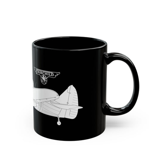 Fairchild PT-26 Aviation-Themed Black Mug, Perfect Gift for Pilots, Airplane Lovers, Gifts for Father's Day, Unique Coffee Cup, Personalized Pilot Mugs